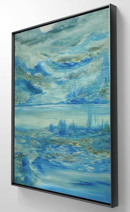 Olie maleri Blue afternoon af Anette Thorup Hansen (ATH) malet i 2025