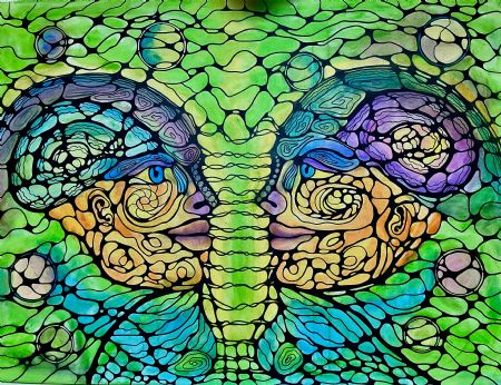 Akryl maleri Twin Flame/Spirituel Love af Lari Sagre malet i 2023