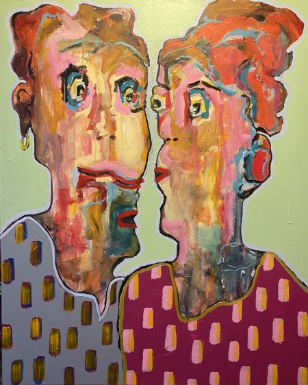 Akryl maleri Small Talk. af Henrik Diget Thomsen malet i 2925