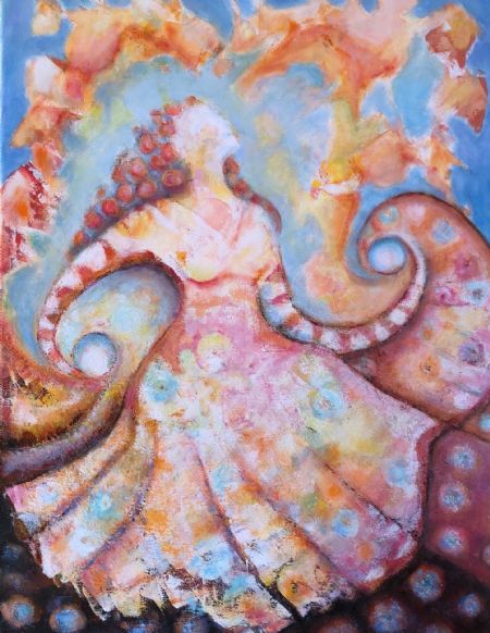 Akryl maleri Dance of eternity af Eva Vith Christensen malet i 2025