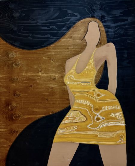 Akryl maleri Golden girl af dicte skov malet i 2025