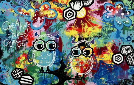 Akryl maleri CREATIVITY TAKES COURAGE af Art by Jannie Nyegaard malet i 2025