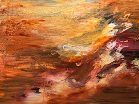 Akryl maleri The Red Between af Annie Hansen malet i 2025
