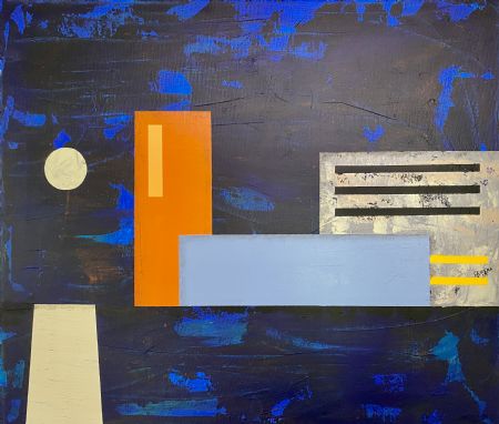 Akryl maleri Moonlight at night af Allan Hilleborg malet i 2025