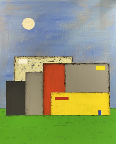 Akryl maleri The little blue door af Allan Hilleborg malet i 2025