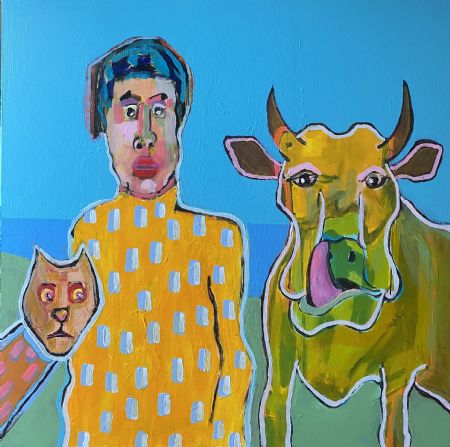 Akryl maleri the Bull. af Henrik Diget Thomsen malet i 2025