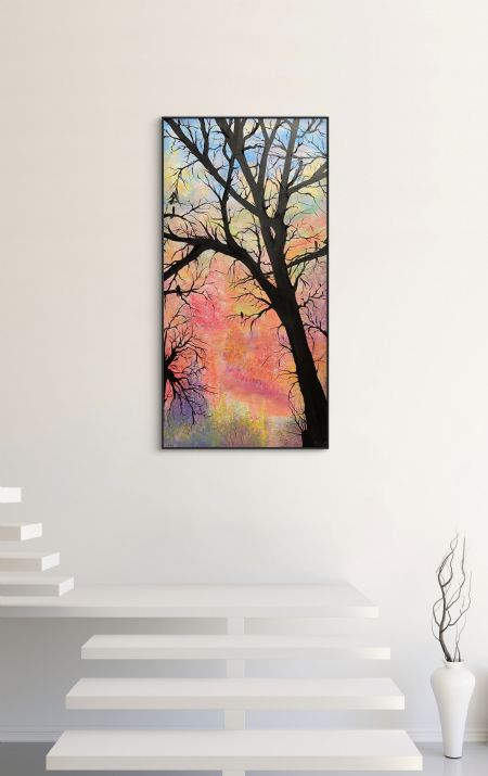 Akryl maleri Neon Springtime af Anette Thorup Hansen (ATH) malet i 2024
