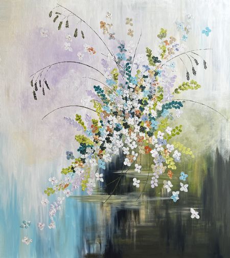 Akryl maleri Flower Explosion I af Betina Jørgensen malet i 2025