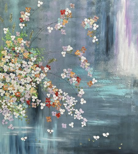 Akryl maleri Flower Explosion II af Betina Jørgensen malet i 2025