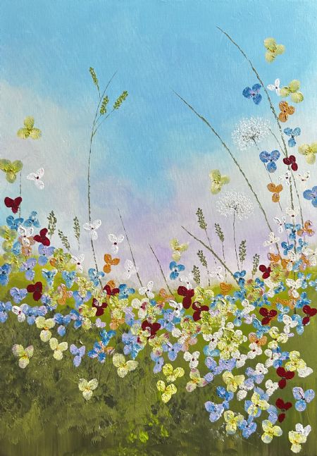 Akryl maleri Summer Flower af Betina Jørgensen malet i 2025