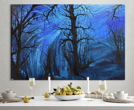 Akryl maleri Eerie blue skies af Anette Thorup Hansen (ATH) malet i 2025