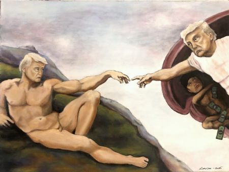 Akryl maleri The Father, the Son and the Holy Ghost af Eva Vith Christensen malet i 2025