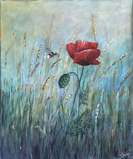 Akryl maleri Alone, yet in full bloom af Vanja Habota malet i 2025