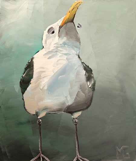 Akryl maleri Måge 21 af Art by Morten Gaarden malet i 2025