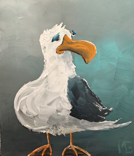 Akryl maleri Måge 22 af Art by Morten Gaarden malet i 2025