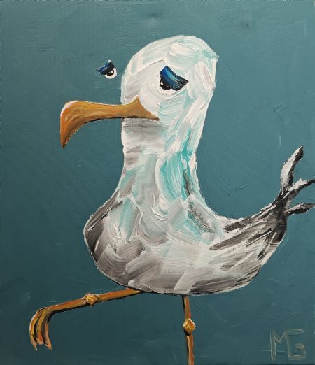 Akryl maleri Måge 24 af Art by Morten Gaarden malet i 2025