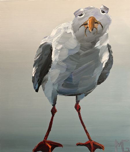 Akryl maleri Måge 25 af Art by Morten Gaarden malet i 2025
