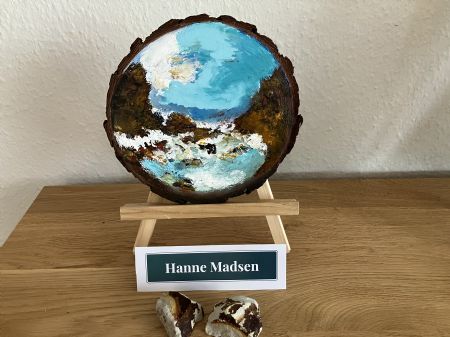 Akryl maleri Helligdoms klipperne på Bornholm af Hanne Madsen malet i 2025