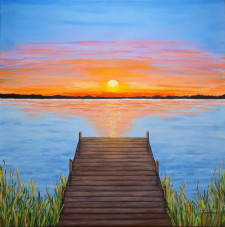 Akryl maleri Sunset af Janne Lerbech malet i 