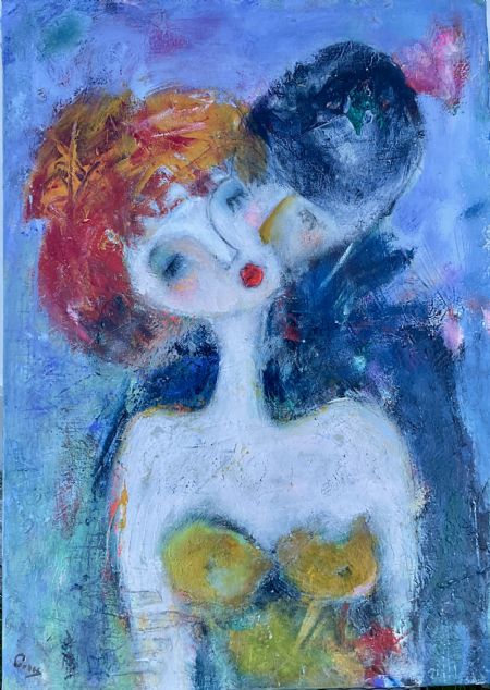 Akryl maleri Du er min af Inge Merete Gross malet i 2025