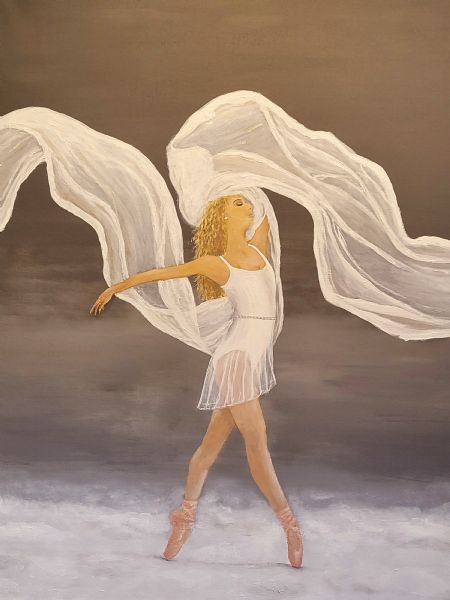 Akryl maleri Ballerina af Lone Rye Frederiksen malet i 2025