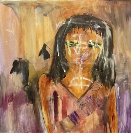Akryl maleri There is a crack in everything. That’s how the light gets in af Pia Lillback clausen malet i 2025