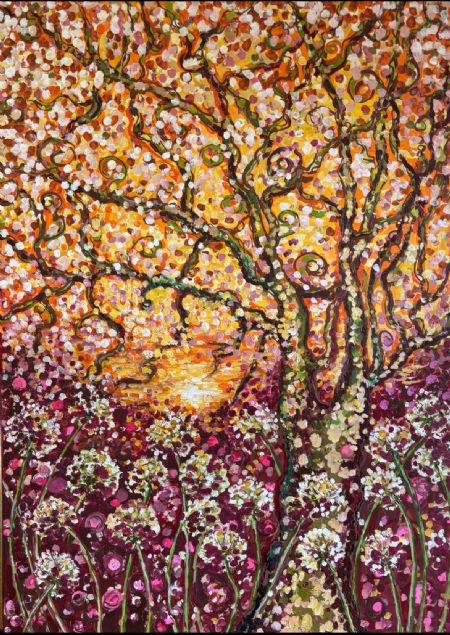 Akryl maleri Pink Morning af Helene Ehrhardt malet i 2024