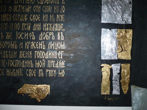 Olie maleri det russiske brev af Lone Toernquist malet i 2008