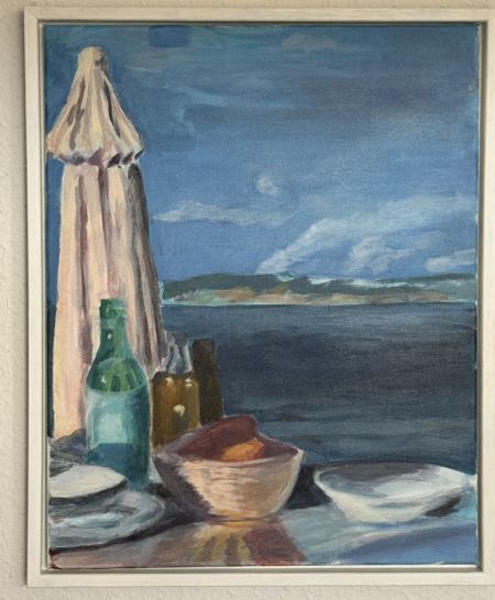 Akryl maleri Ischia nostalgi 2 af helene Schoubye malet i 2025