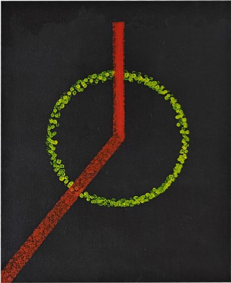Akryl maleri #024 Red O'clock af Brian Kristensen malet i 2013