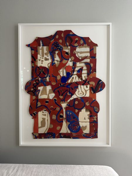 Akryl maleri Red / blue Fragment af Emilie Møller malet i 2023