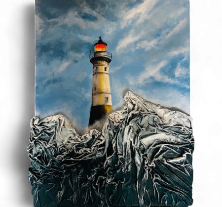 Akryl maleri Lighthouse af Leila A. Jansen malet i 2025
