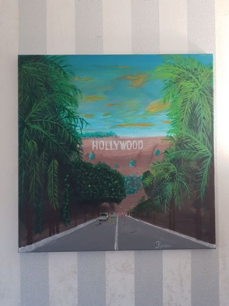 Akryl maleri Hollywood af Kim Iversen malet i 2025