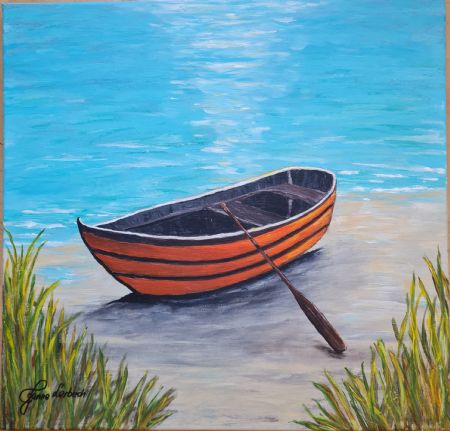 Akryl maleri The Boat af Janne Lerbech malet i 