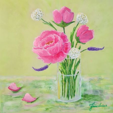 Akryl maleri I can buy myself flowers af Janne Lerbech malet i 