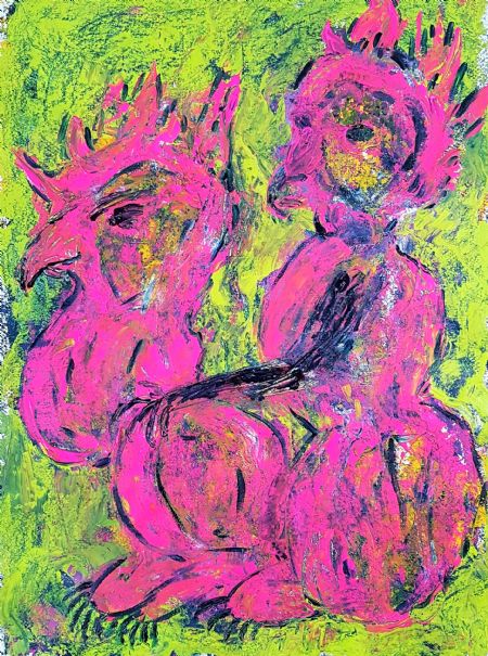 Akryl maleri Pink Couple af Lise  Lykke malet i 2018