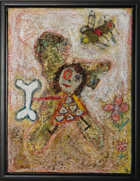 Blandede medier maleri Ven 2. af Helle Jensen malet i 