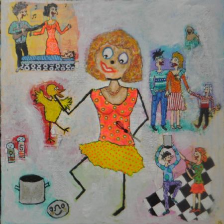 Blandede medier maleri Helt grydeklar. www.Galleri-HJ.dk af Helle Jensen malet i 