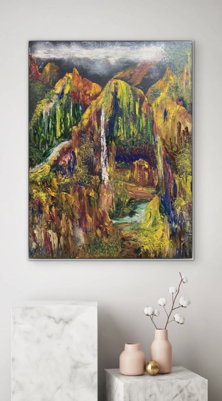 Akryl maleri Mimer’s Well af Anette Thorup Hansen (ATH) malet i 2024