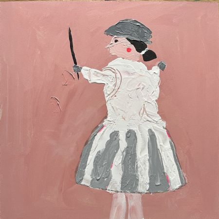 Akryl maleri Tamburkorps dirigent I af Helle Olesen malet i 2025