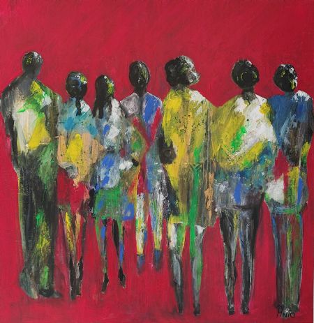 Akryl maleri Menneskelig abstraktion af Mariann Jørgensen malet i 2025