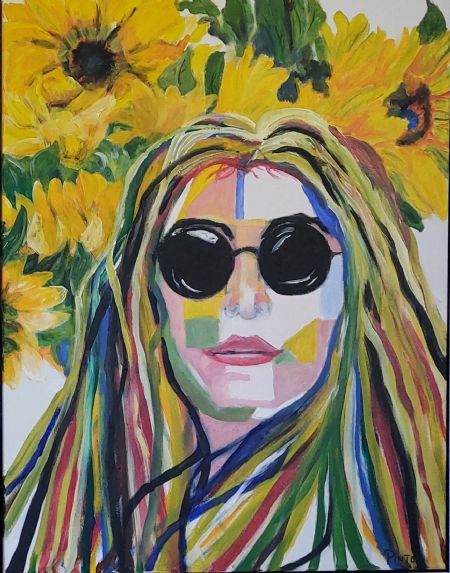 Akryl maleri Pige med 