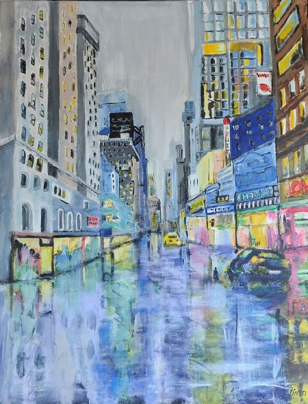 Akryl maleri Neon by (2024) af Mariann Jørgens malet i 2024