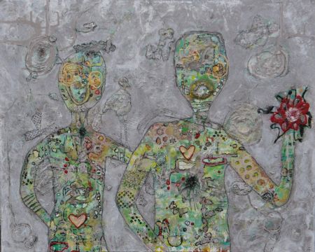 Blandede medier maleri For evigt. www.Galleri-HJ.dk af Helle Jensen malet i 