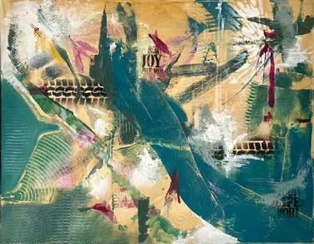 Blandede medier maleri Fragments of dreams af Line Aallmann malet i 2025