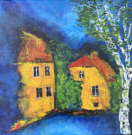 Akryl maleri Frederiksdal af Gudrun Anette Andersen malet i 2025