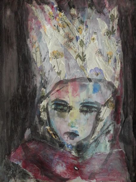 Blandede medier maleri Flora forever af Lili Hollesen malet i 2025