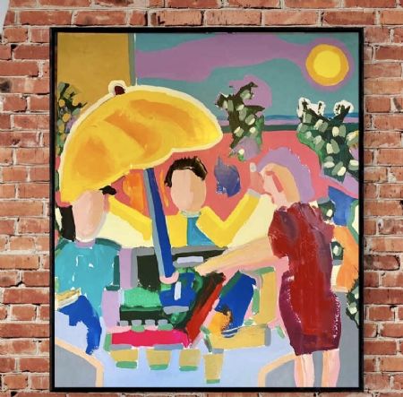 Akryl maleri Gadesælger. af Henrik Diget Thomsen malet i 2024