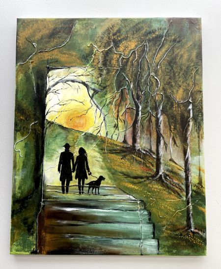 Akryl maleri Kom lad os gå af Vibeke Findshøj malet i 2025