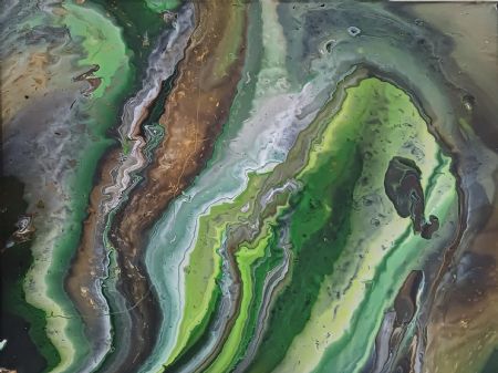 Akryl maleri Grøn 1 af J. Hansen malet i 2025